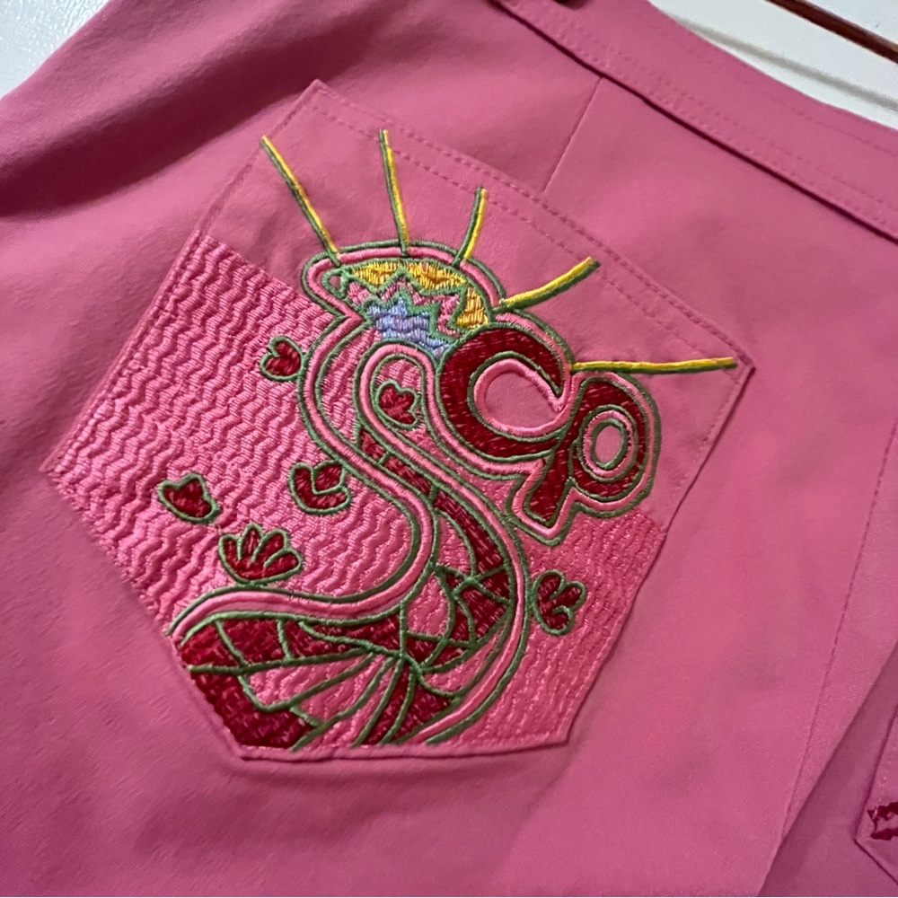 Funky pink embroidered pants